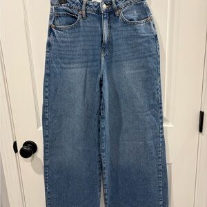 Forever 21 Light Blue High-Rise Wide-Leg Jeans